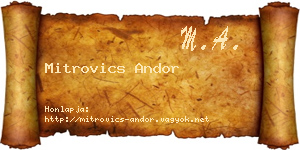 Mitrovics Andor névjegykártya